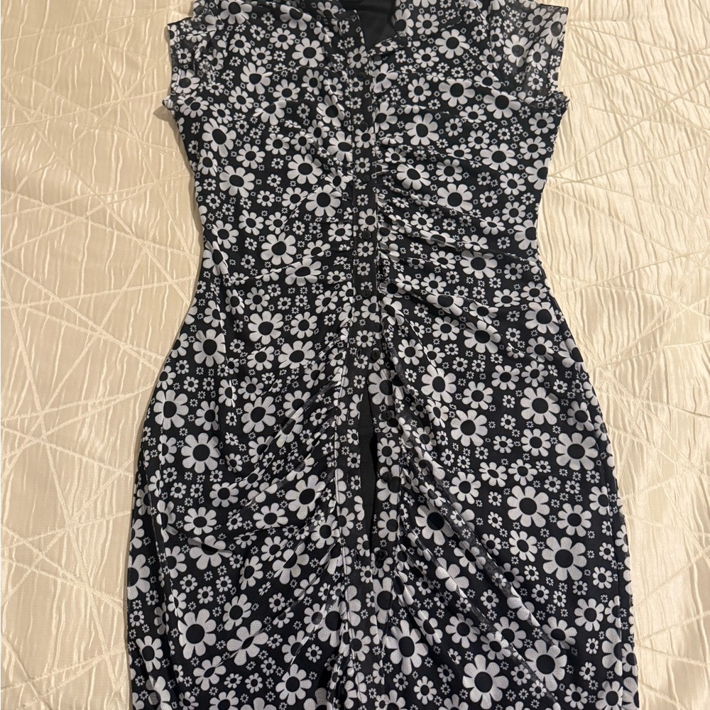 Justify Black and White Floral Midi Dress